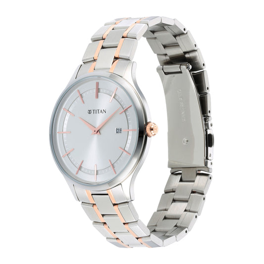 Titan, Men's, Analog Watch, Silver Dial, with Stainless Steel Band, TI-90142KM01
