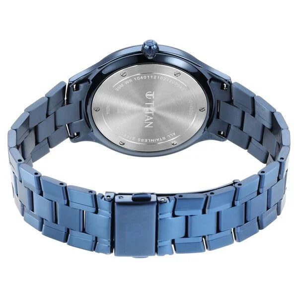 Titan Classique Slimline Men's Watch Analog Blue Dial Blue Stainless Steel Band, 90142QM01