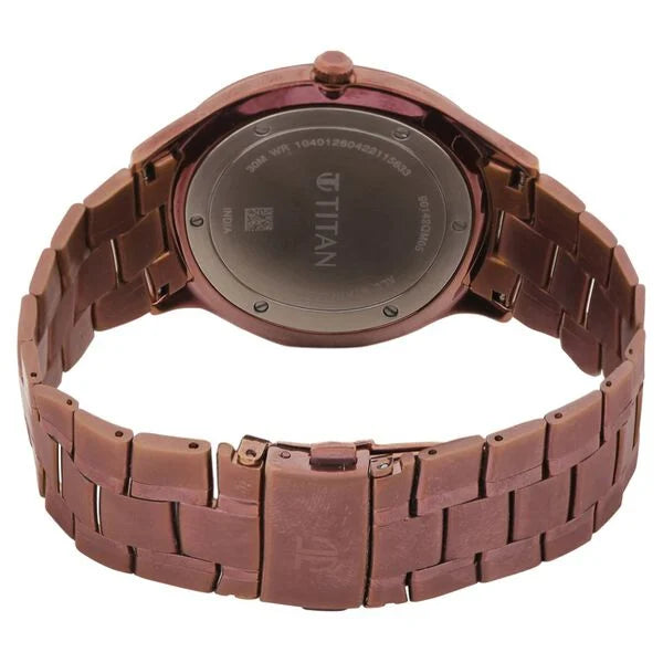 Titan Classique Slimline Men's Watch Analog Brown Dial Brown Stainless Steel Band, 90142QM05