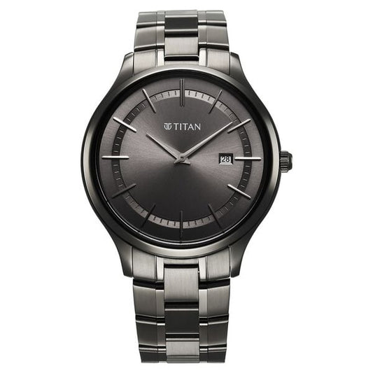 Titan, Men, Analog, Watch, Grey Dial, Stainless steel Strap, 90142QM06
