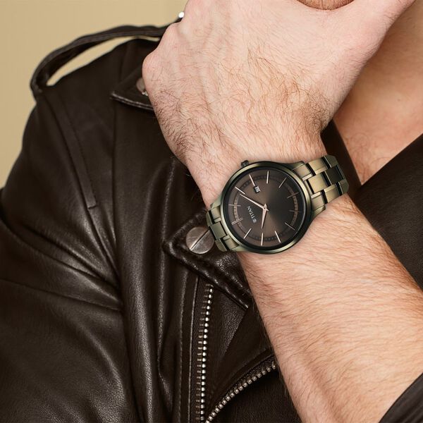 Titan Ceramic Fusion Men's Multifunction Watch Black Dial With Two-Toned Stainless Steel Band, 90148KD05