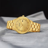 Titan Classique Slimline Men's Watch Analog Gold Dial Gold Stainless Steel Band, 90142YM01