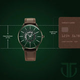Titan World Time with Date Quartz Men's Watch with Green Dial and Leather Strap, 90145QL01