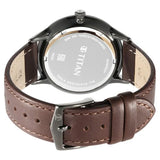 Titan World Time with Date Quartz Men's Watch with Green Dial and Leather Strap, 90145QL01
