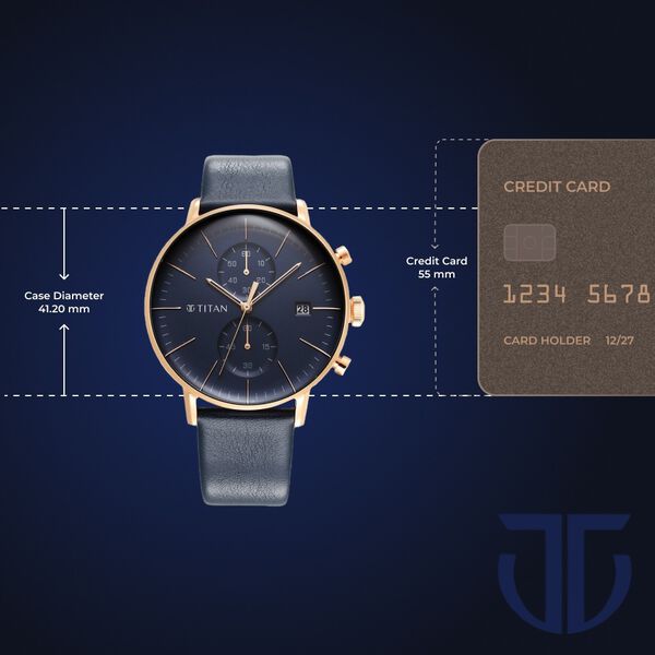 Titan Infinity Display Men's Watch Analog Blue Dial Blue Leather Strap, 90146WL01
