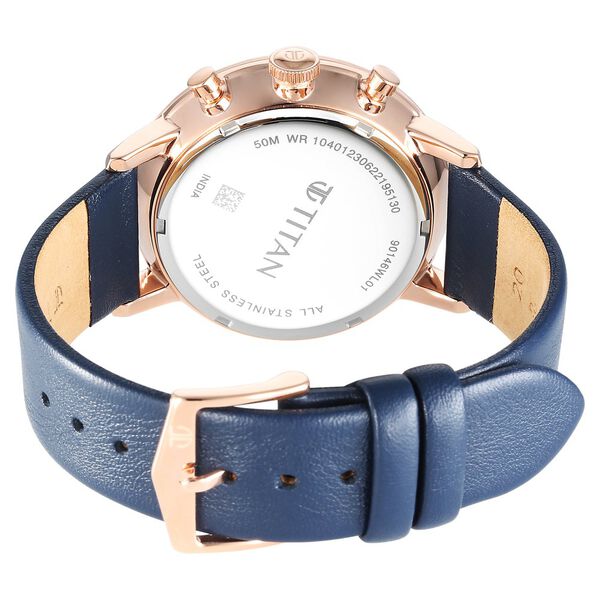 Titan Infinity Display Men's Watch Analog Blue Dial Blue Leather Strap, 90146WL01