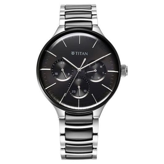 Titan, Men, Analog, Watch, Black Dial, Stainless steel Strap, 90148KD01