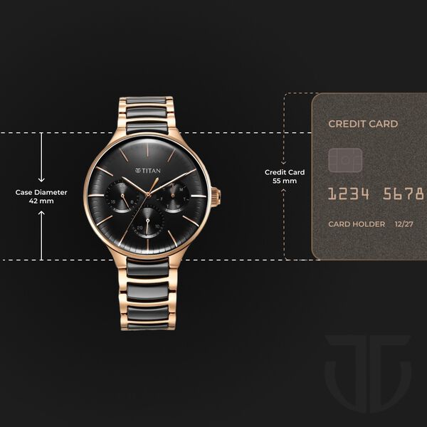 Titan Ceramic Men's Watch Analog Black Dial With Multicolor Ceramic Strap, 90148KD03