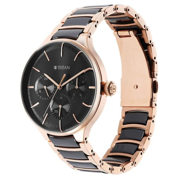 Titan Ceramic Men's Watch Analog Black Dial With Multicolor Ceramic Strap, 90148KD03