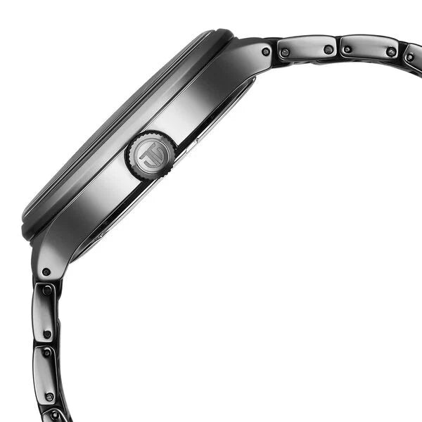 Titan Ceramic Fusion Men's Multifunction Watch Black Dial With Two-Toned Stainless Steel Band, 90148KD06