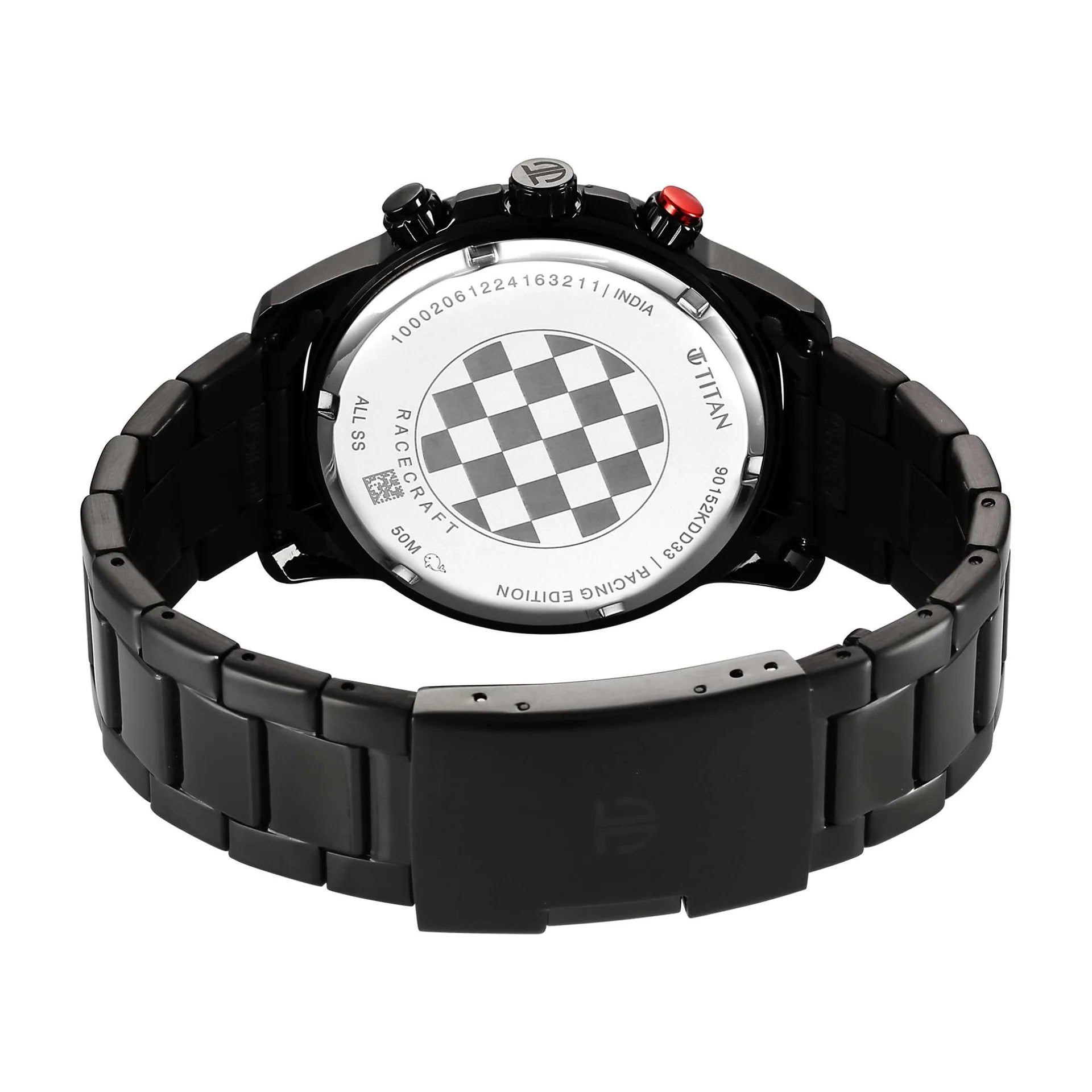 Titan Racecraft Men's Watch Analog Black Dial with Black Stainless Steel Band, 90152KM01