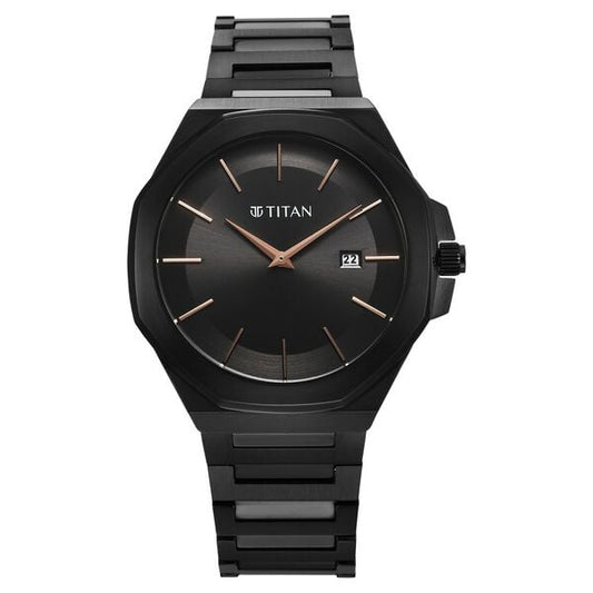 Titan, Men, Analog, Watch, Black Dial, Stainless steel Strap, 90167NM01
