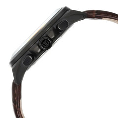 Titan Men's Watch Classic Chrono Collection, Green Dial Brown Leather Strap, 90169NL01