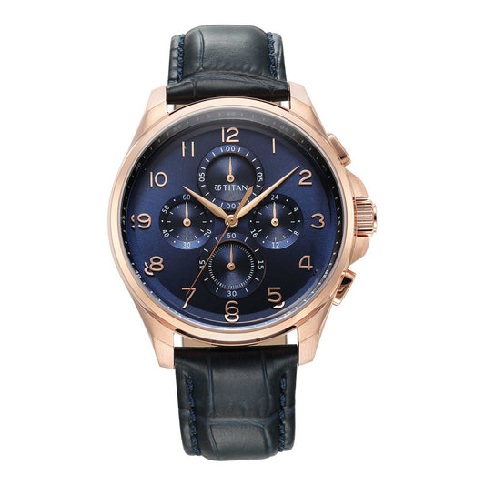 Titan, Men, Analog, Watch, Blue Dial, Leather Strap, 90169WL01