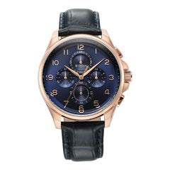 Titan Men's Watch Classic Chrono Collection, Blue Dial Black Leather Strap, 90169WL01