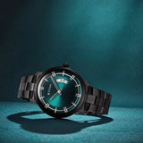 Titan Classic Distincta Men's Watch Analog Green Dial Black Stainless Steel Band, 90170NM01