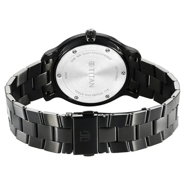 Titan Classic Distincta Men's Watch Analog Green Dial Black Stainless Steel Band, 90170NM01