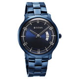 Titan Classic Men's Watch Analog Blue Dial With Blue Stainless Band, 90170QM01