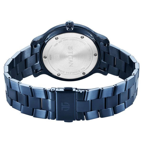 Titan Classic Men's Watch Analog Blue Dial With Blue Stainless Band, 90170QM01