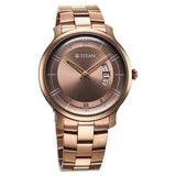 Titan Clasique Slim Men's Watch Analog Coffee Brown Dial & Stainless Steel Band, 90170QM02