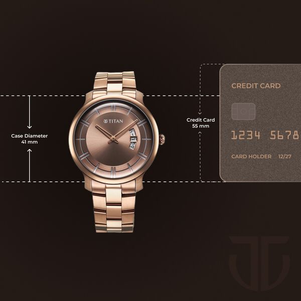 Titan Clasique Slim Men's Watch Analog Coffee Brown Dial & Stainless Steel Band, 90170QM02
