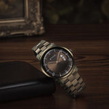 Titan Clasique Slim Men's Watch Analog Brown Dial with Green Stainless Steel Band, 90170QM03