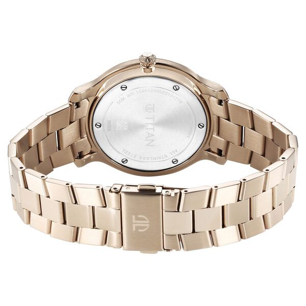 Titan Classic Distincta Men's Watch Analog Silver Dial Rose Gold Stainless Steel Band, 90170WM01