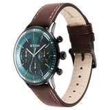 Titan Light Leathers Men's Multifunction Watch Analog Green Dial Brown Leather Strap, 90171NL01