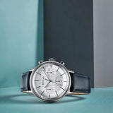 Titan Light Leathers Men's Multifunction Watch Analog Silver Dial Blue Strap, 90171SL01
