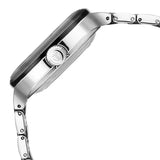 Titan Ceramic Fusion Automatic Square Men's Watch with Black Dial and Silver Dual-Toned Stainless Steel Strap, 90175KD01