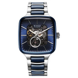Titan Ceramic Fusion Men's Automatic Watch Blue Dial with Two-Toned Stainless Steel Band, 90175KD02