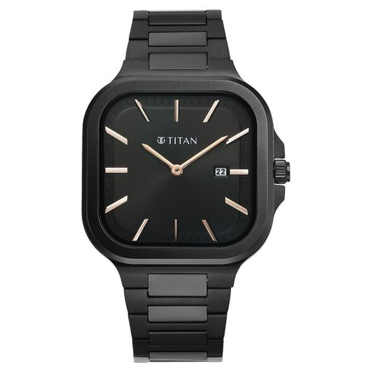 Titan, Men, Analog, Watch, Black Dial, Stainless steel Strap, 90176NM01