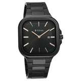 Titan Classique Slim Square Men's Watch Analog Black Dial Black Stainless Steel Band, 90176NM01