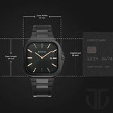 Titan Classique Slim Square Men's Watch Analog Black Dial Black Stainless Steel Band, 90176NM01