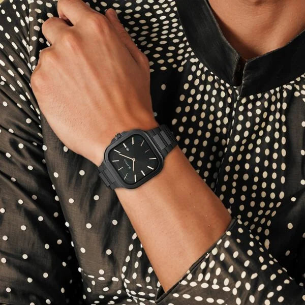 Titan Classique Slim Square Men's Watch Analog Black Dial Black Stainless Steel Band, 90176NM01