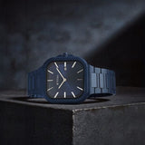 Titan Classique Slim Square Men's Watch Analog Blue Dial Blue Stainless Steel Band, 90176QM01