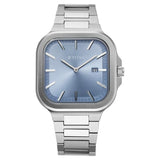 Titan Classique Slim Square Men's Watch Analog Blue Dial Silver Stainless Steel Band, 90176SM01