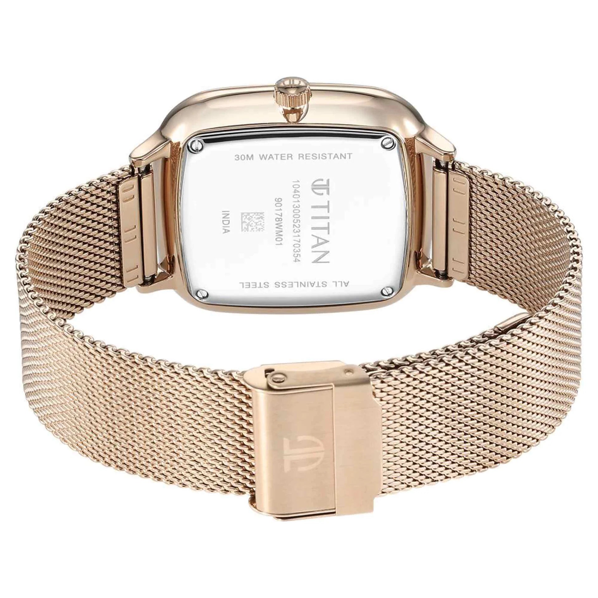 Titan Avant Garde Men's Watch Analog Rose Gold Dial Rose Gold Mesh Band, 90178WM01
