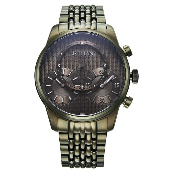 Titan, Men's, Analog Watch, Green Dial, with Stainless Steel Band, TI-90179QM01