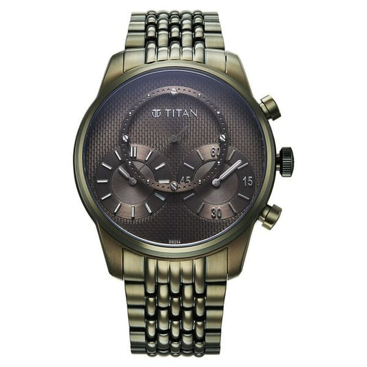 Titan, Men's, Analog Watch, Green Dial, with Stainless Steel Band, TI-90179QM01