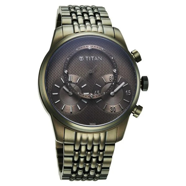 Titan, Men's, Analog Watch, Green Dial, with Stainless Steel Band, TI-90179QM01