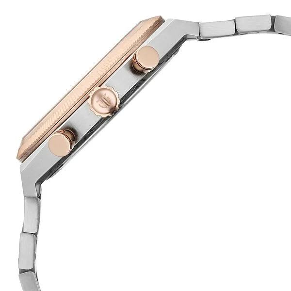 Titan Micromotors Analog Men's Watch with Retrograde Day and Date and Silver Dial Dual Tone with Pink Stainless Steel Strap, 90180KM01