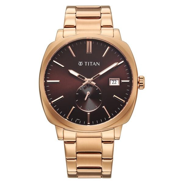 Titan, Men's, Analog Watch, Gold Dial, with Stainless Steel Band, TI-90189WM01