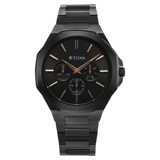 Titan, Men, Analog, Watch, Black Dial, Stainless steel Strap, 90198NM01