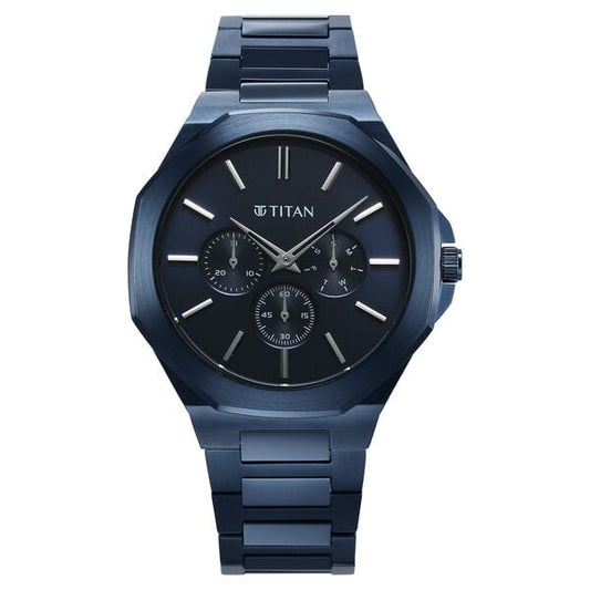 Titan, Men, Analog, Watch, Blue Dial, Stainless steel Strap, 90198QM01