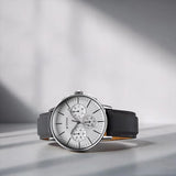 Titan Light Leathers Men's Multifunction Watch Silver Dial with Grey Leather Strap, 90200SL01