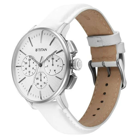 Titan, Men's, Analog Watch, Silver Dial, with Leather Band, TI-90200SL04