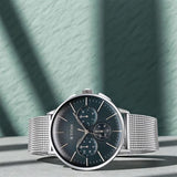 Titan Light leathers Multifunction Men's Watch Analog Anthracite Dial with Stainless Steel Mesh Band, 90200SM01