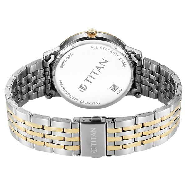 Titan Elegance Analog with Date by Hand Men's Watch with Blue Dial and Stainless Steel Two Toned Strap, 90202BM01