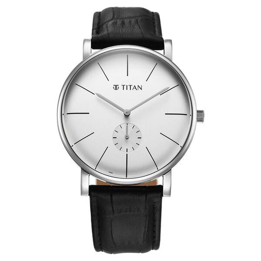 Titan, Men, Analog, Watch, White Dial, Leather Strap, 90203SL01